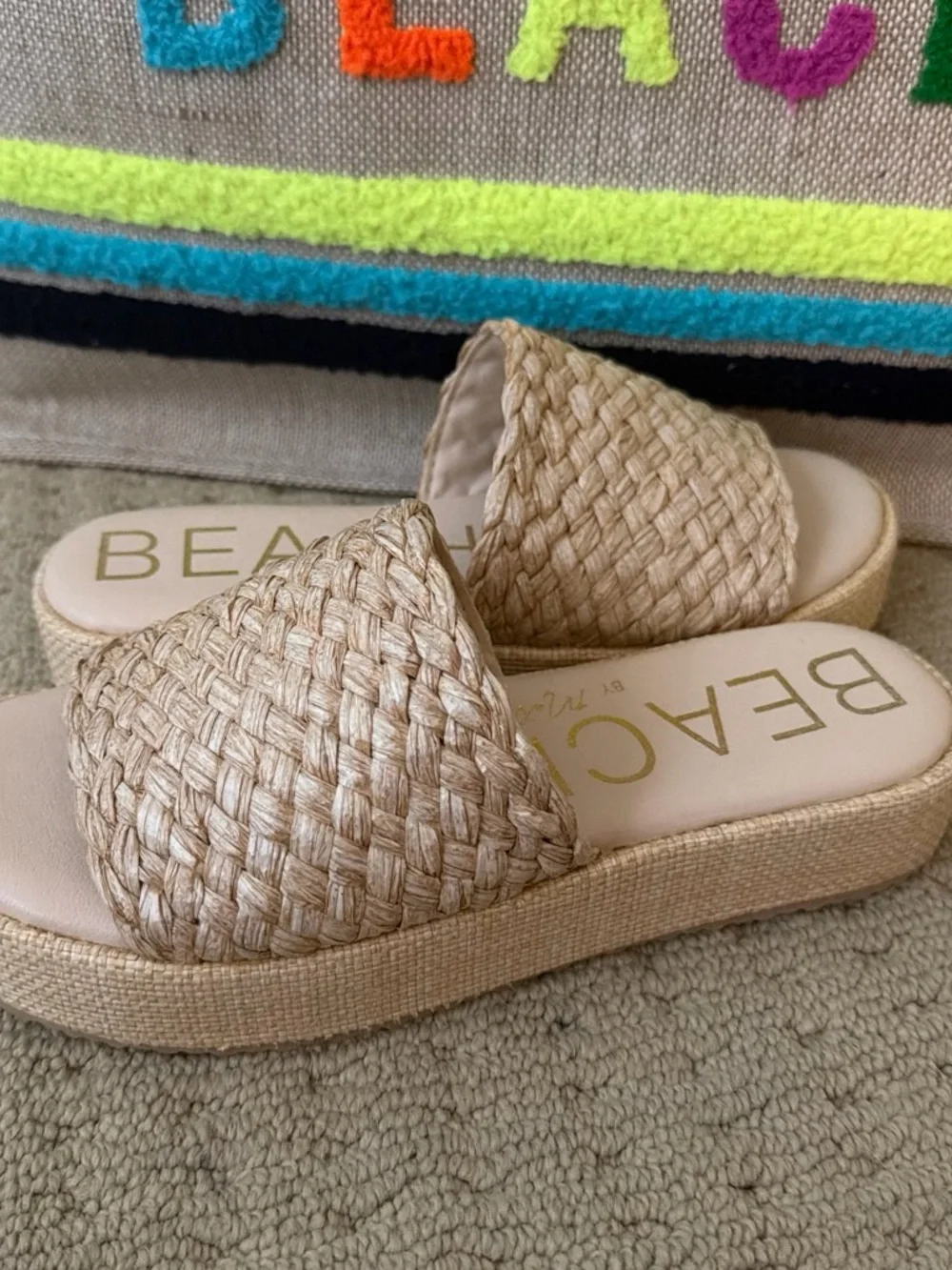by Matisse Women's Woven Platform Slide Sandals - Tan